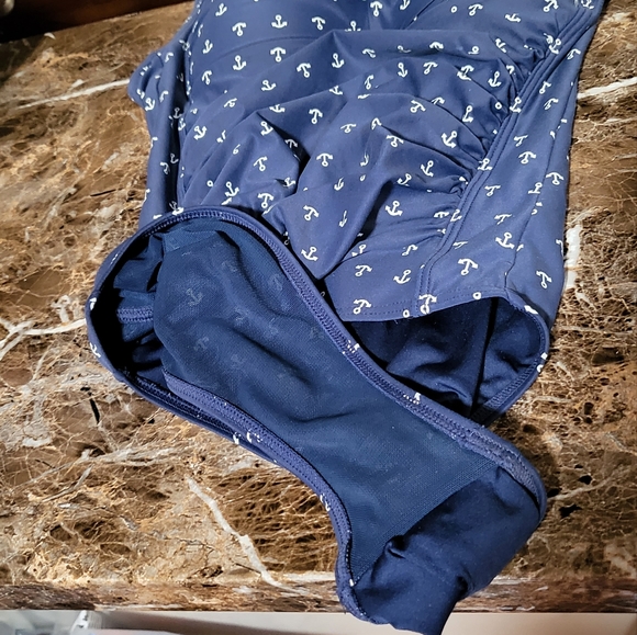 Navy Anchors Aweigh Joanne Twist Front Design Tummy Control One Piece Swimsuit - Picture 12 of 12